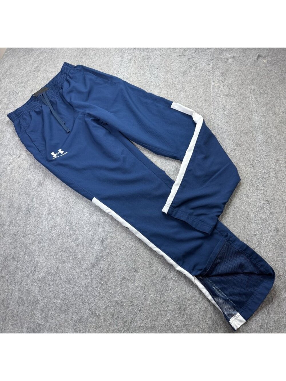 Under Armour Windbreaker Track Pants Men M Blue 32" Ankle Zip Vital Ripstop